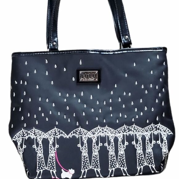 Lulu Guinness Handbags - Lulu Guiness Black Purse with Umbrella Embroidery Design